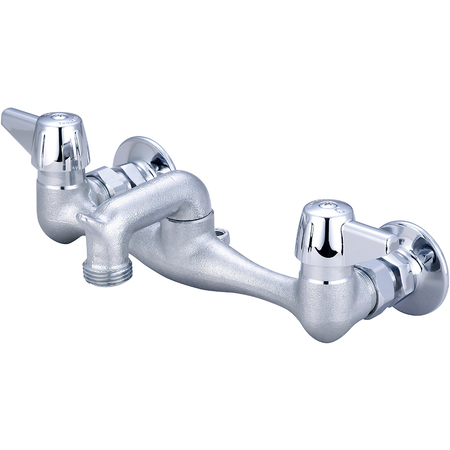 CENTRAL BRASS Two Handle Wallmount Service Sink Faucet, NPT, Wallmount, Rough Chrome, Overall Width: 10" 0051-URC